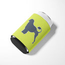 Portuguese Water Dog Checkerboard Green Can or Bottle Hugger Cooler Sleeve for Standard 12 oz Cans, Insulated Foam Beer & Soda Can Hugger Reusable