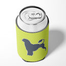 Portuguese Water Dog Checkerboard Green Can or Bottle Hugger Cooler Sleeve for Standard 12 oz Cans, Insulated Foam Beer & Soda Can Hugger Reusable