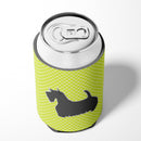 Scottish Terrier Checkerboard Green Can or Bottle Hugger Cooler Sleeve for Standard 12 oz Cans, Insulated Foam Beer & Soda Can Hugger Reusable