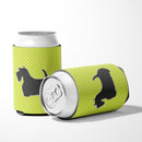 Scottish Terrier Checkerboard Green Can or Bottle Hugger Cooler Sleeve for Standard 12 oz Cans, Insulated Foam Beer & Soda Can Hugger Reusable