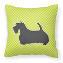 Scottish Terrier Checkerboard Green Decorative Throw Pillow 18x18 Indoor Outdoor Accent Cushion, Fabric Cover with Insert for Sofa, Bed, Porch & Living Room