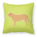 Dogue de Bordeaux Checkerboard Green Decorative Throw Pillow 18x18 Indoor Outdoor Accent Cushion, Fabric Cover with Insert for Sofa, Bed, Porch & Living Room