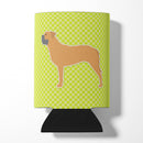Bullmastiff Checkerboard Green Can or Bottle Hugger Cooler Sleeve for Standard 12 oz Cans, Insulated Foam Beer & Soda Can Hugger Reusable
