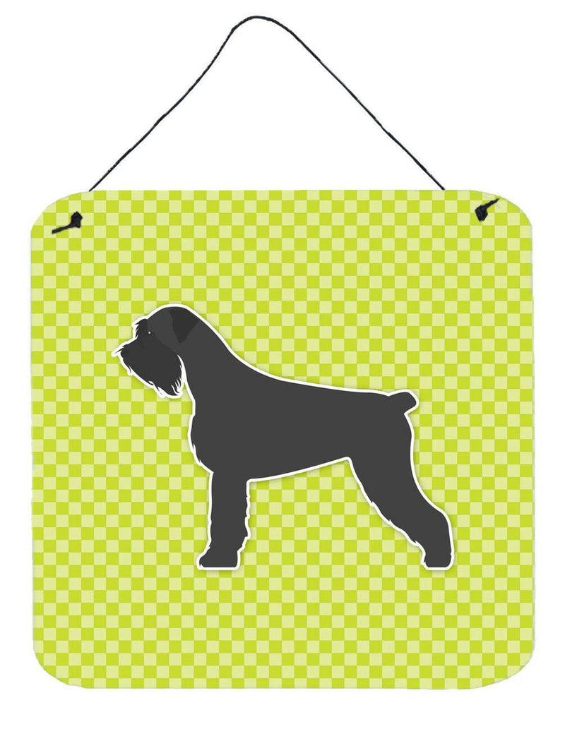 Giant Schnauzer Checkerboard Green Wall or Door Hanging Prints BB3873DS66