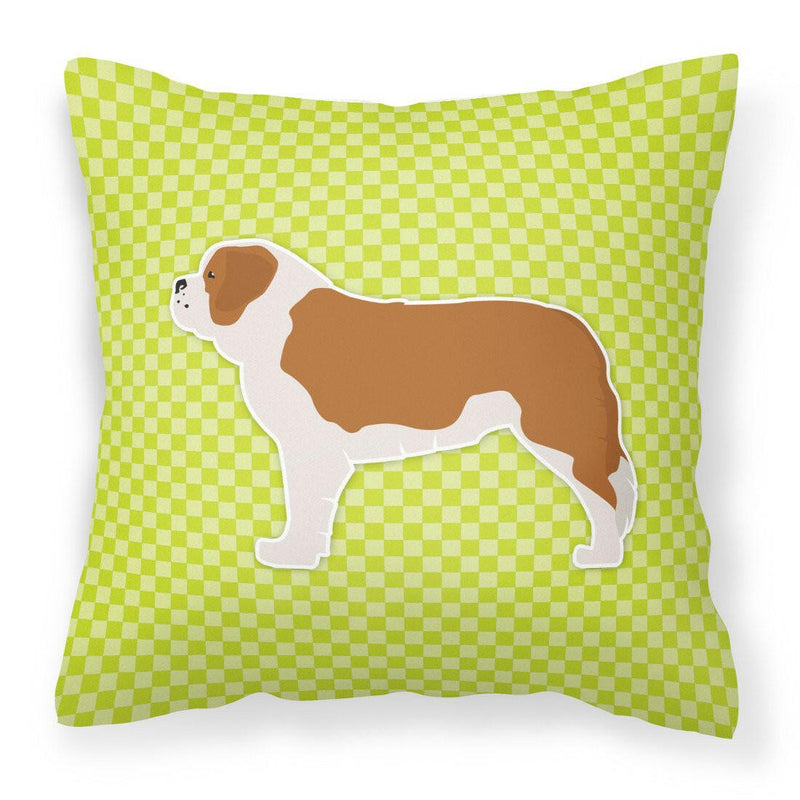 Saint Bernard Checkerboard Green Fabric Decorative Pillow BB3876PW1818