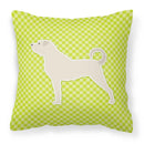 Anatolian Shepherd Checkerboard Green Fabric Decorative Pillow BB3877PW1818