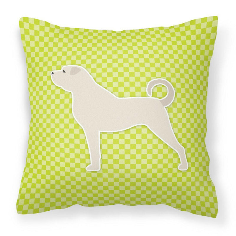 Anatolian Shepherd Checkerboard Green Fabric Decorative Pillow BB3877PW1818
