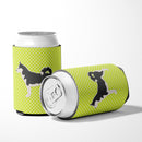 Siberian Husky Checkerboard Green Can or Bottle Hugger Cooler Sleeve for Standard 12 oz Cans, Insulated Foam Beer & Soda Can Hugger Reusable