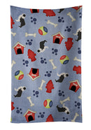 Black Border Collie Dog House Collection Kitchen Towel Velour Plush Front and Cotton Loop Back Machine Washable
