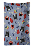 Dog House Collection French Bulldog Kitchen Towel Velour Plush Front and Cotton Loop Back Machine Washable