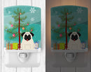 Merry Christmas Tree Pug Cream Ceramic Night Light Compact, UL-Certified, Ideal for Bedroom, Bathroom, Nursery, Hallway, Kitchen, 6x4x3, Multicolor