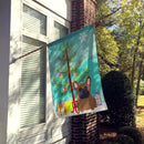 Merry Christmas Tree French Bulldog Brown House Flag 28x40 Porch Sleeve Pole Decorative Outside Yard Banner Artwork Wall Hanging, Polyester