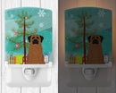 Merry Christmas Tree Mastiff Brindle Ceramic Night Light Compact, UL-Certified, Ideal for Bedroom, Bathroom, Nursery, Hallway, Kitchen, 6x4x3, Multicolor