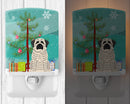 Merry Christmas Tree Mastiff Brindle White Ceramic Night Light Compact, UL-Certified, Ideal for Bedroom, Bathroom, Nursery, Hallway, Kitchen, 6x4x3, Multicolor