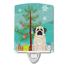 Merry Christmas Tree Mastiff Brindle White Ceramic Night Light Compact, UL-Certified, Ideal for Bedroom, Bathroom, Nursery, Hallway, Kitchen, 6x4x3, Multicolor