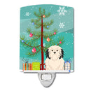 Merry Christmas Tree Lowchen Ceramic Night Light Compact, UL-Certified, Ideal for Bedroom, Bathroom, Nursery, Hallway, Kitchen, 6x4x3, Multicolor