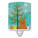 Merry Christmas Tree Norwich Terrier Ceramic Night Light Compact, UL-Certified, Ideal for Bedroom, Bathroom, Nursery, Hallway, Kitchen, 6x4x3, Multicolor