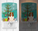 Merry Christmas Tree Basset Hound Ceramic Night Light Compact, UL-Certified, Ideal for Bedroom, Bathroom, Nursery, Hallway, Kitchen, 6x4x3, Multicolor