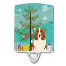 Merry Christmas Tree Basset Hound Ceramic Night Light Compact, UL-Certified, Ideal for Bedroom, Bathroom, Nursery, Hallway, Kitchen, 6x4x3, Multicolor