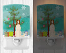 Merry Christmas Tree Borzoi Ceramic Night Light Compact, UL-Certified, Ideal for Bedroom, Bathroom, Nursery, Hallway, Kitchen, 6x4x3, Multicolor