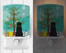 Merry Christmas Tree Black Russian Terrier Ceramic Night Light Compact, UL-Certified, Ideal for Bedroom, Bathroom, Nursery, Hallway, Kitchen, 6x4x3, Multicolor