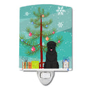 Merry Christmas Tree Black Russian Terrier Ceramic Night Light Compact, UL-Certified, Ideal for Bedroom, Bathroom, Nursery, Hallway, Kitchen, 6x4x3, Multicolor
