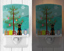 Merry Christmas Tree Manchester Terrier Ceramic Night Light Compact, UL-Certified, Ideal for Bedroom, Bathroom, Nursery, Hallway, Kitchen, 6x4x3, Multicolor