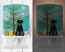 Merry Christmas Tree Standard Schnauzer Black Ceramic Night Light Compact, UL-Certified, Ideal for Bedroom, Bathroom, Nursery, Hallway, Kitchen, 6x4x3, Multicolor