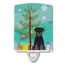 Merry Christmas Tree Standard Schnauzer Black Ceramic Night Light Compact, UL-Certified, Ideal for Bedroom, Bathroom, Nursery, Hallway, Kitchen, 6x4x3, Multicolor