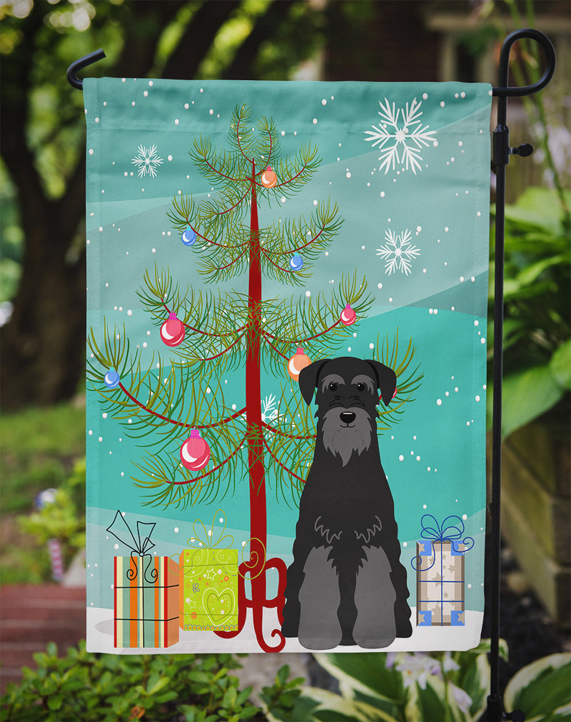 Merry Christmas Tree Standard Schnauzer Black Flag Garden Size BB4157GF