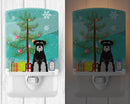 Merry Christmas Tree Standard Schnauzer Black Grey Ceramic Night Light Compact, UL-Certified, Ideal for Bedroom, Bathroom, Nursery, Hallway, Kitchen, 6x4x3, Multicolor