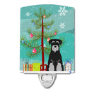 Merry Christmas Tree Standard Schnauzer Black Grey Ceramic Night Light Compact, UL-Certified, Ideal for Bedroom, Bathroom, Nursery, Hallway, Kitchen, 6x4x3, Multicolor
