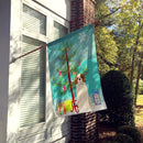 Merry Christmas Tree Saint Bernard House Flag 28x40 Porch Sleeve Pole Decorative Outside Yard Banner Artwork Wall Hanging, Polyester