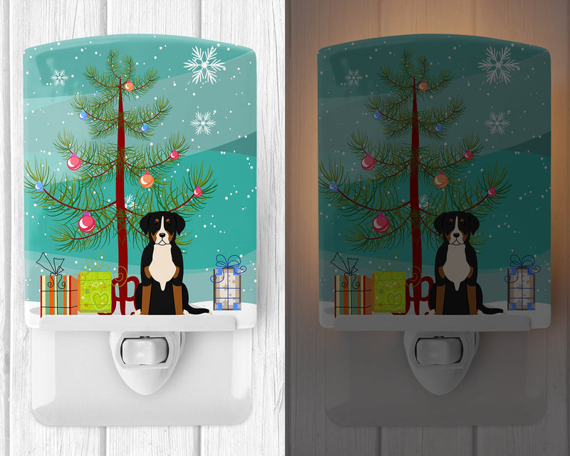 Merry Christmas Tree Greater Swiss Mountain Dog Ceramic Night Light BB4162CNL