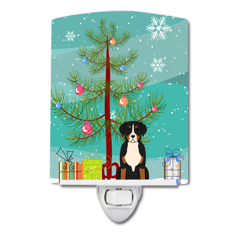 Merry Christmas Tree Greater Swiss Mountain Dog Ceramic Night Light BB4162CNL