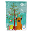 Merry Christmas Tree Border Terrier House Flag 28x40 Porch Sleeve Pole Decorative Outside Yard Banner Artwork Wall Hanging, Polyester