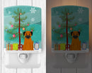 Merry Christmas Tree Border Terrier Ceramic Night Light Compact, UL-Certified, Ideal for Bedroom, Bathroom, Nursery, Hallway, Kitchen, 6x4x3, Multicolor