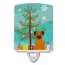Merry Christmas Tree Border Terrier Ceramic Night Light Compact, UL-Certified, Ideal for Bedroom, Bathroom, Nursery, Hallway, Kitchen, 6x4x3, Multicolor
