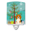 Merry Christmas Tree Beagle Tricolor Ceramic Night Light Compact, UL-Certified, Ideal for Bedroom, Bathroom, Nursery, Hallway, Kitchen, 6x4x3, Multicolor