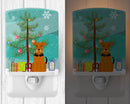Merry Christmas Tree Airedale Ceramic Night Light Compact, UL-Certified, Ideal for Bedroom, Bathroom, Nursery, Hallway, Kitchen, 6x4x3, Multicolor