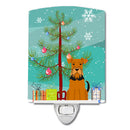 Merry Christmas Tree Airedale Ceramic Night Light Compact, UL-Certified, Ideal for Bedroom, Bathroom, Nursery, Hallway, Kitchen, 6x4x3, Multicolor