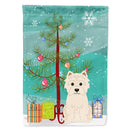 Merry Christmas Tree Westie House Flag 28x40 Porch Sleeve Pole Decorative Outside Yard Banner Artwork Wall Hanging, Polyester