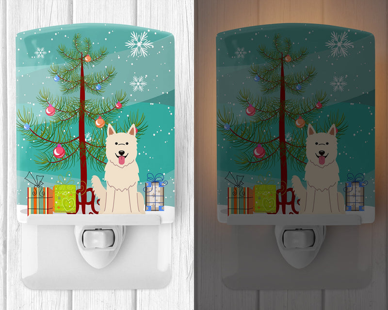 Merry Christmas Tree White German Shepherd Ceramic Night Light BB4170CNL