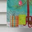 Merry Christmas Tree Caucasian Shepherd Dog House Flag 28x40 Porch Sleeve Pole Decorative Outside Yard Banner Artwork Wall Hanging, Polyester