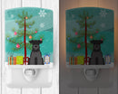 Merry Christmas Tree Miniature Schnauzer Black Ceramic Night Light Compact, UL-Certified, Ideal for Bedroom, Bathroom, Nursery, Hallway, Kitchen, 6x4x3, Multicolor