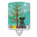 Merry Christmas Tree Miniature Schnauzer Black Ceramic Night Light Compact, UL-Certified, Ideal for Bedroom, Bathroom, Nursery, Hallway, Kitchen, 6x4x3, Multicolor