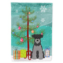 Merry Christmas Tree Miniature Schnauzer Black Silver House Flag 28x40 Porch Sleeve Pole Decorative Outside Yard Banner Artwork Wall Hanging, Polyester
