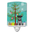 Merry Christmas Tree Miniature Schnauzer Black Silver Ceramic Night Light Compact, UL-Certified, Ideal for Bedroom, Bathroom, Nursery, Hallway, Kitchen, 6x4x3, Multicolor