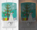Merry Christmas Tree Miniature Schnauzer White Ceramic Night Light Compact, UL-Certified, Ideal for Bedroom, Bathroom, Nursery, Hallway, Kitchen, 6x4x3, Multicolor