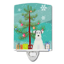Merry Christmas Tree Miniature Schnauzer White Ceramic Night Light Compact, UL-Certified, Ideal for Bedroom, Bathroom, Nursery, Hallway, Kitchen, 6x4x3, Multicolor